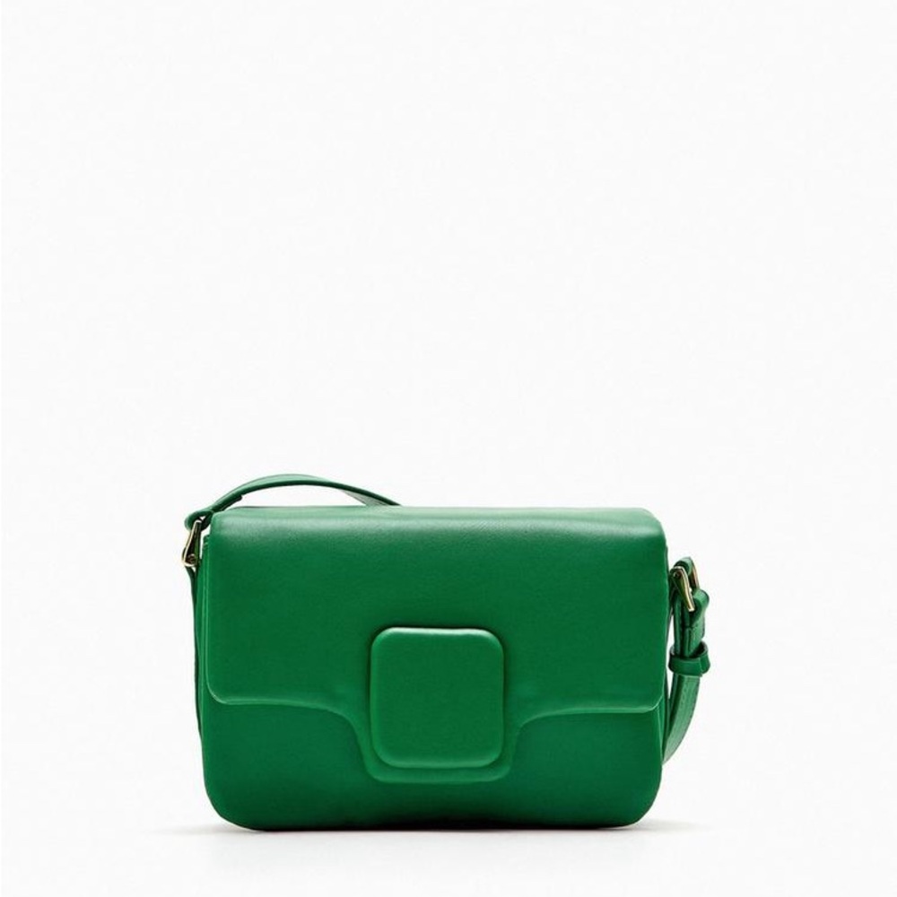 Zara Green Square Piece Trim Crossbody Purse